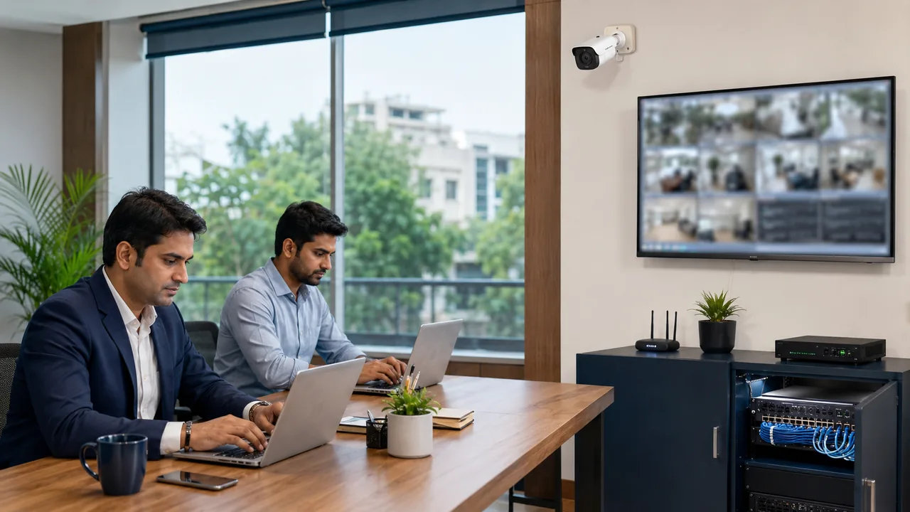 South Delhi office using business fiber internet and CCTV monitoring