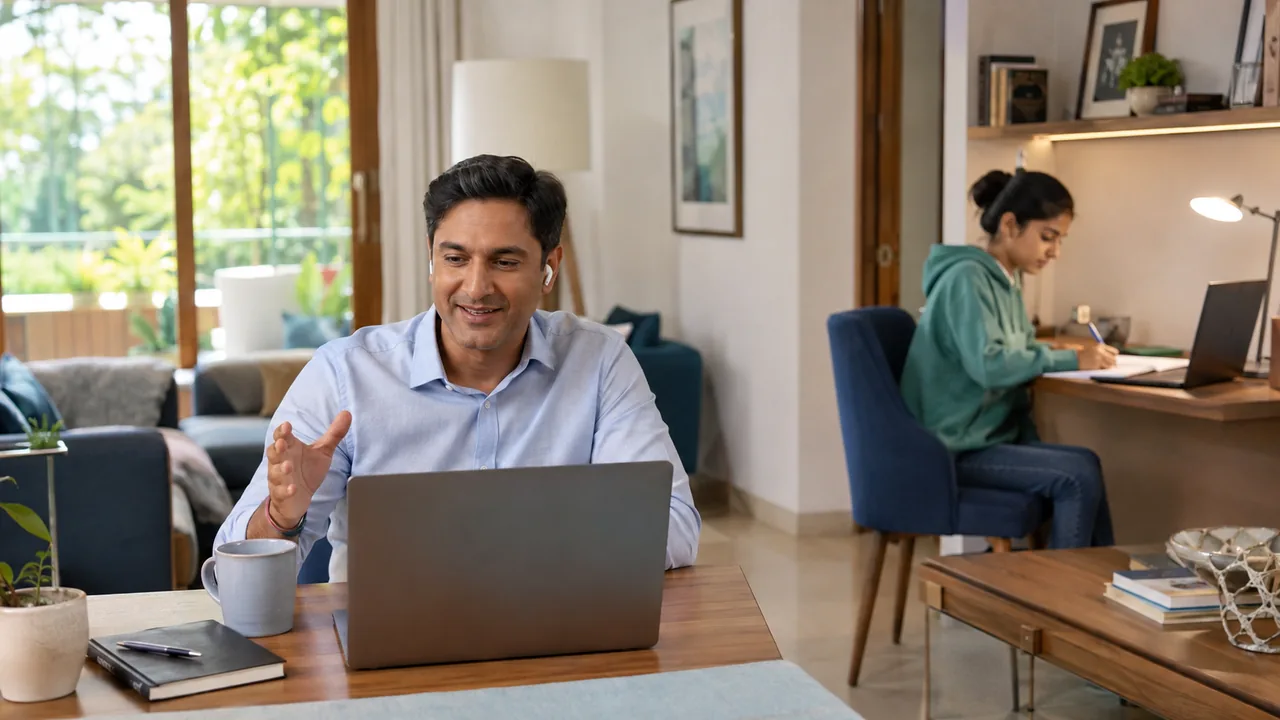 Professional and student using reliable internet for video calls and online study